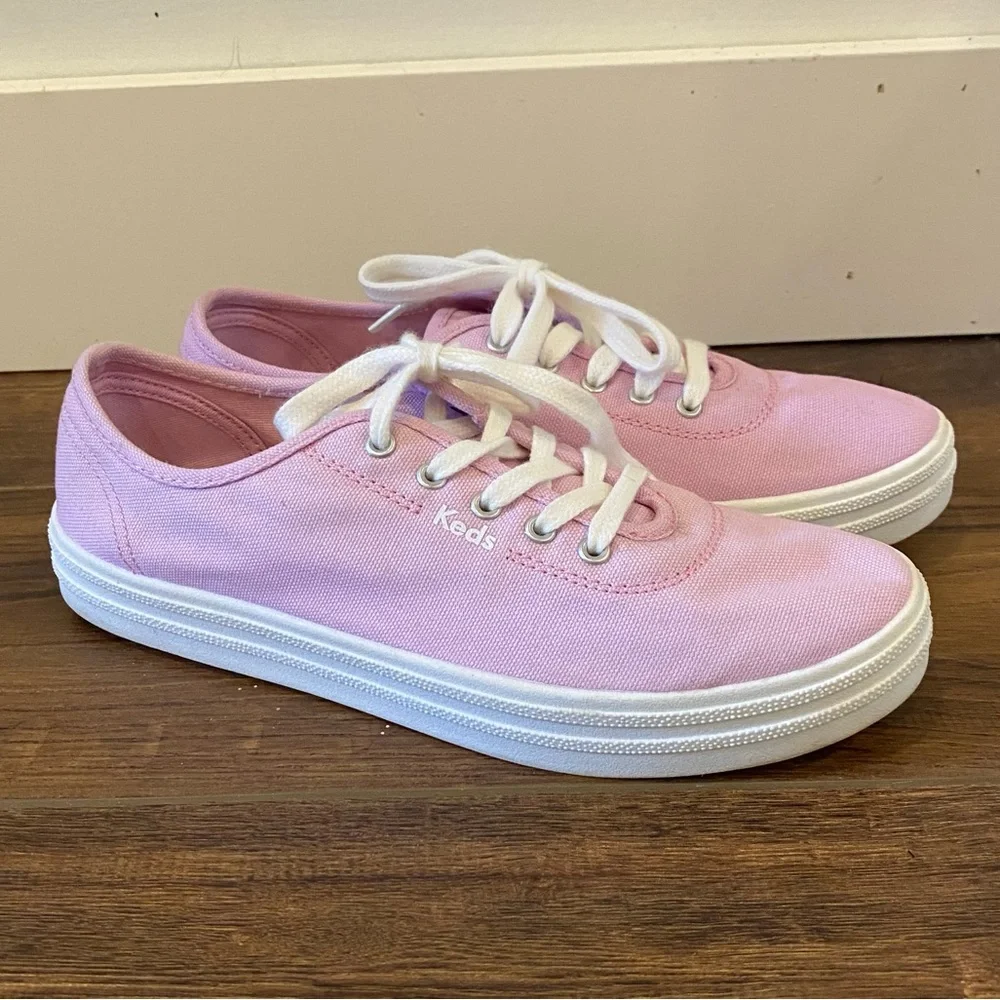 Keds pink sneakers size 7 lace up platform canvas shoes - Picture 2 of 10